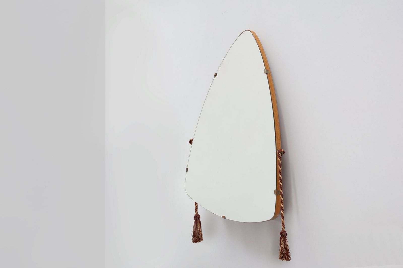 Vintage Organic Triangle Shaped Mirror With Wooden Back, Belgium, 1960s photo 1275.0