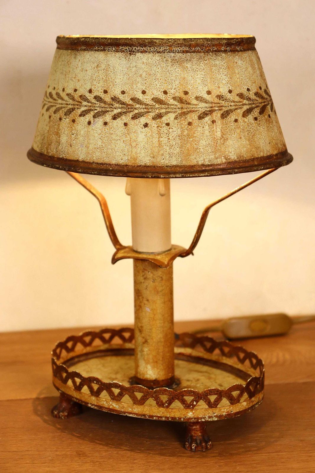 Original Italian Mid Century Patinated Tole / Metal Table Lamp (St.240) photo vinterior