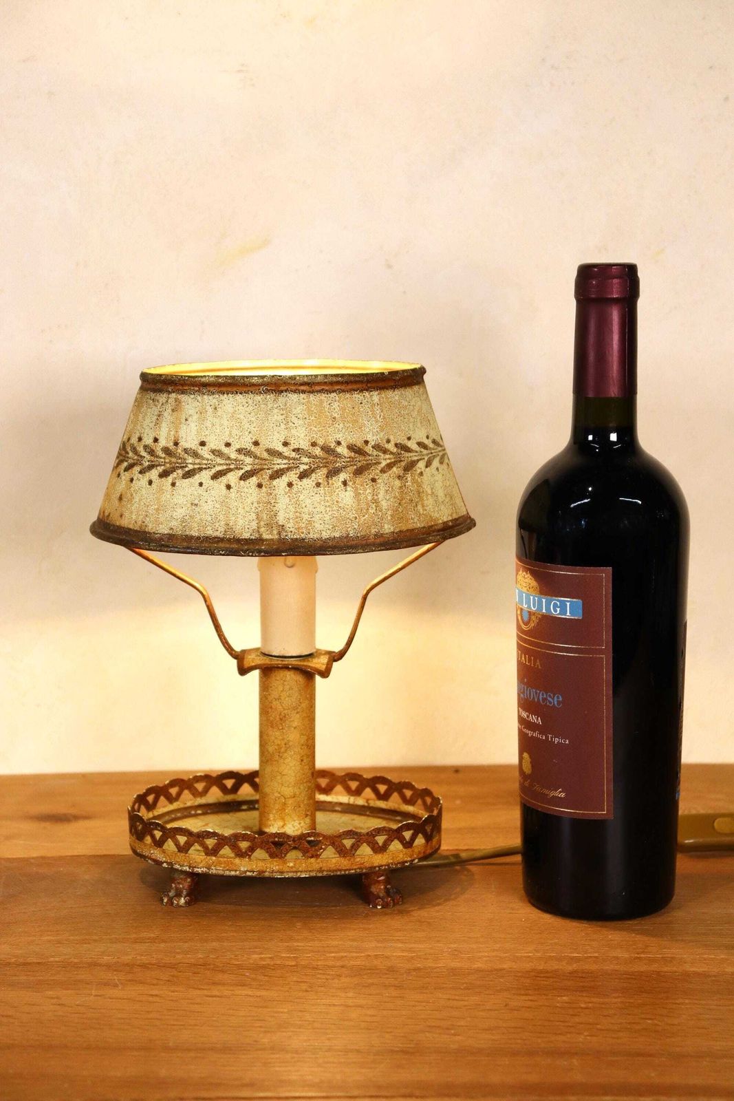 Original Italian Mid Century Patinated Tole / Metal Table Lamp (St.240) photo buy