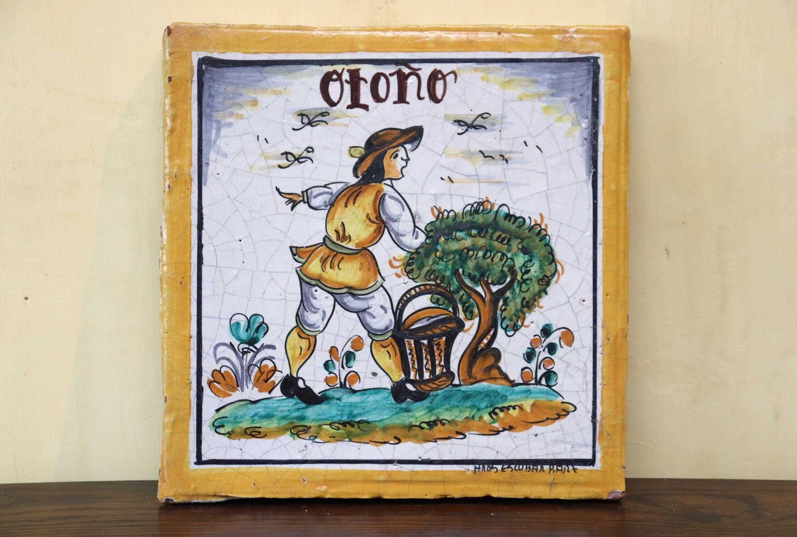 Set Of Four Spanish Vintage Antique Style Tiles , Depicting The Four Seasons (St.265) photo Home Decor