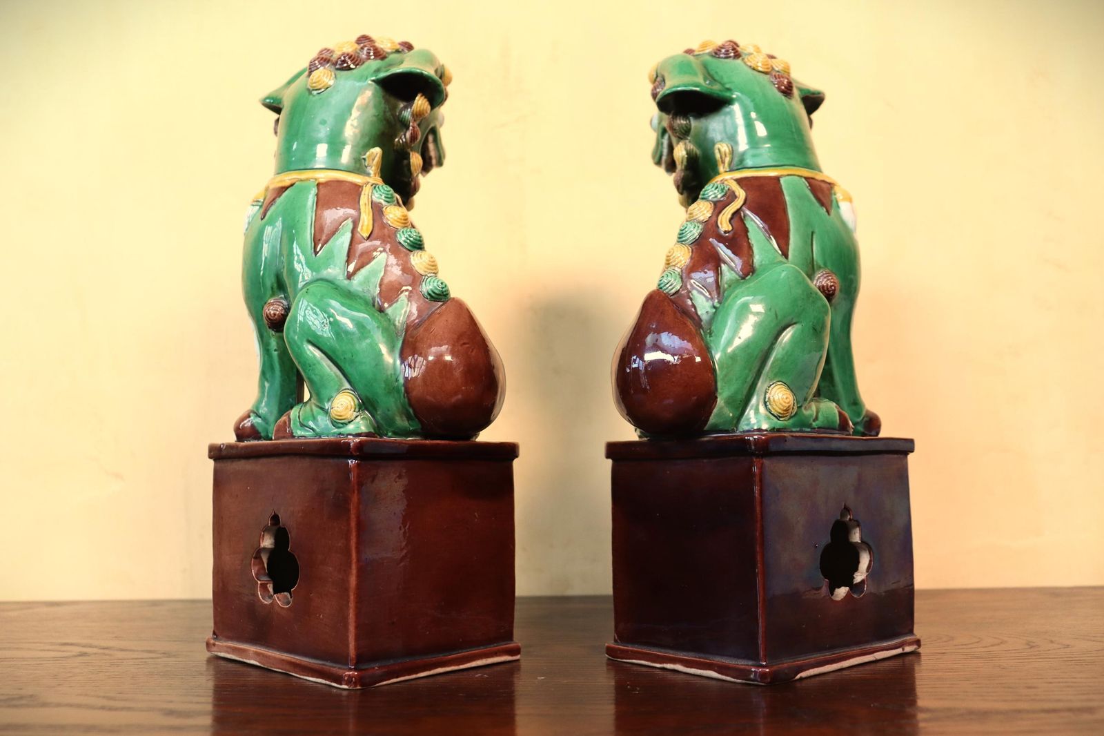 Antique Sancai Foo Dogs, 19th Century Buddhist Lions Pair (St.267) photo buy