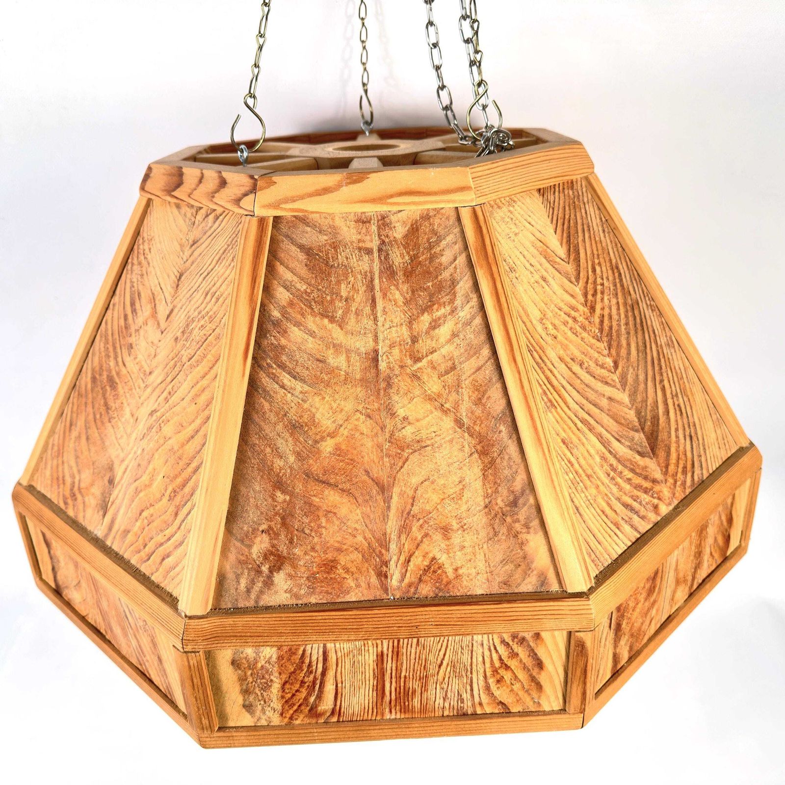 Lighting Scandinavian Wooden Ceiling Lamp Shade – 1970s Geometric Pine Pendant Light photo