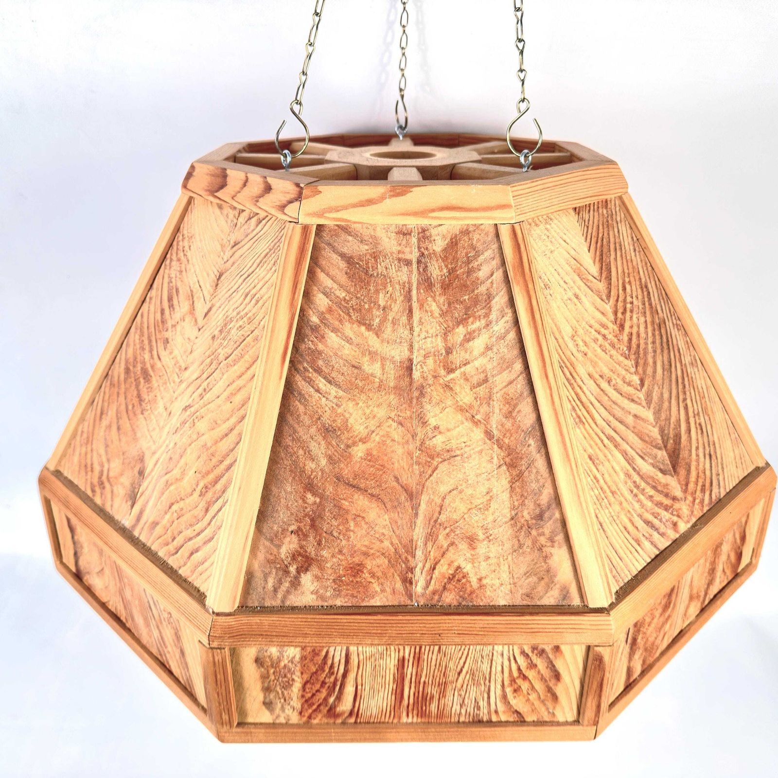 photo vinterior Scandinavian Wooden Ceiling Lamp Shade – 1970s Geometric Pine Pendant Light