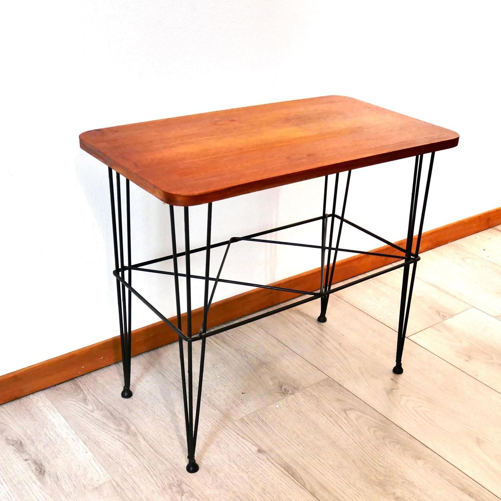 Mid Century Teak Wood Side Table – 1970s Scandinavian Furniture