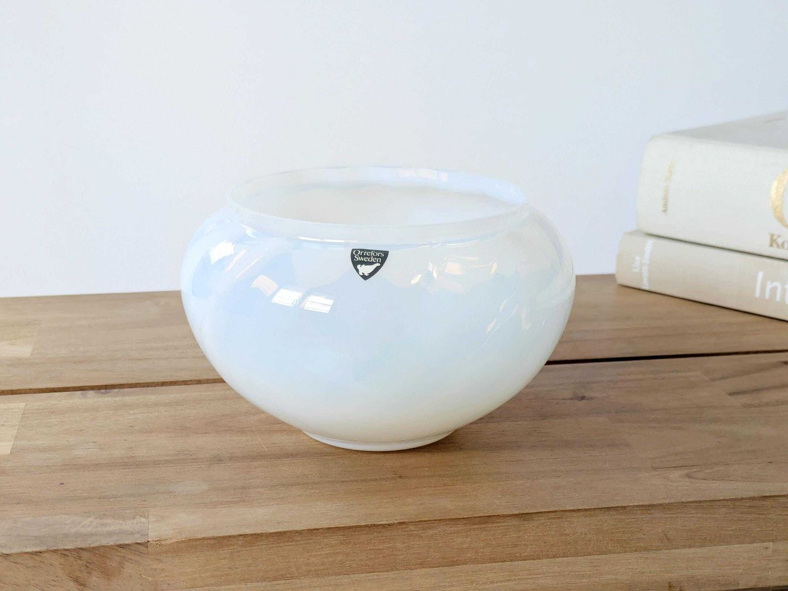Rare Orrefors “Selena” Vase By Sven Palmqvist: 1950s Swedish Art Glass, Original Sticker photo for sale