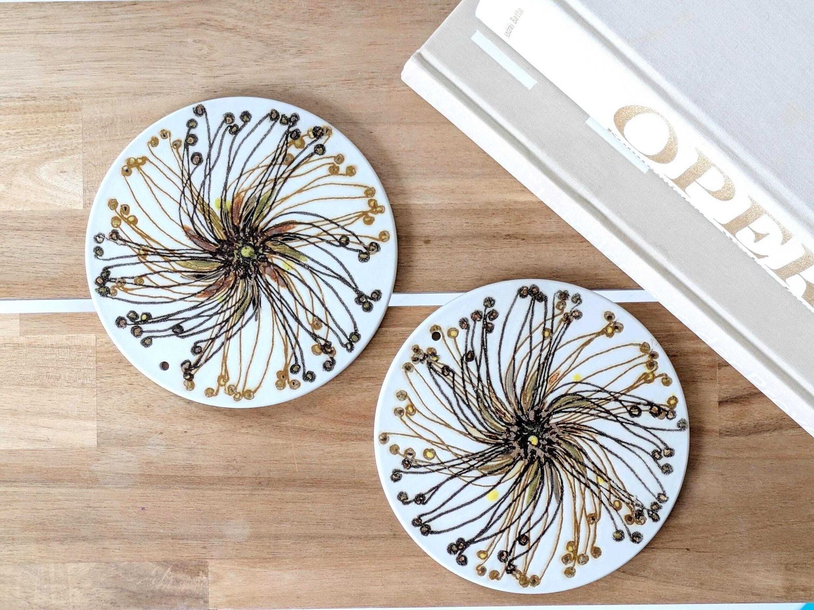 Set Of 2 Royal Copenhagen Fajance Baca Plates Or Trivets: 1970s Danish Design photo furniture