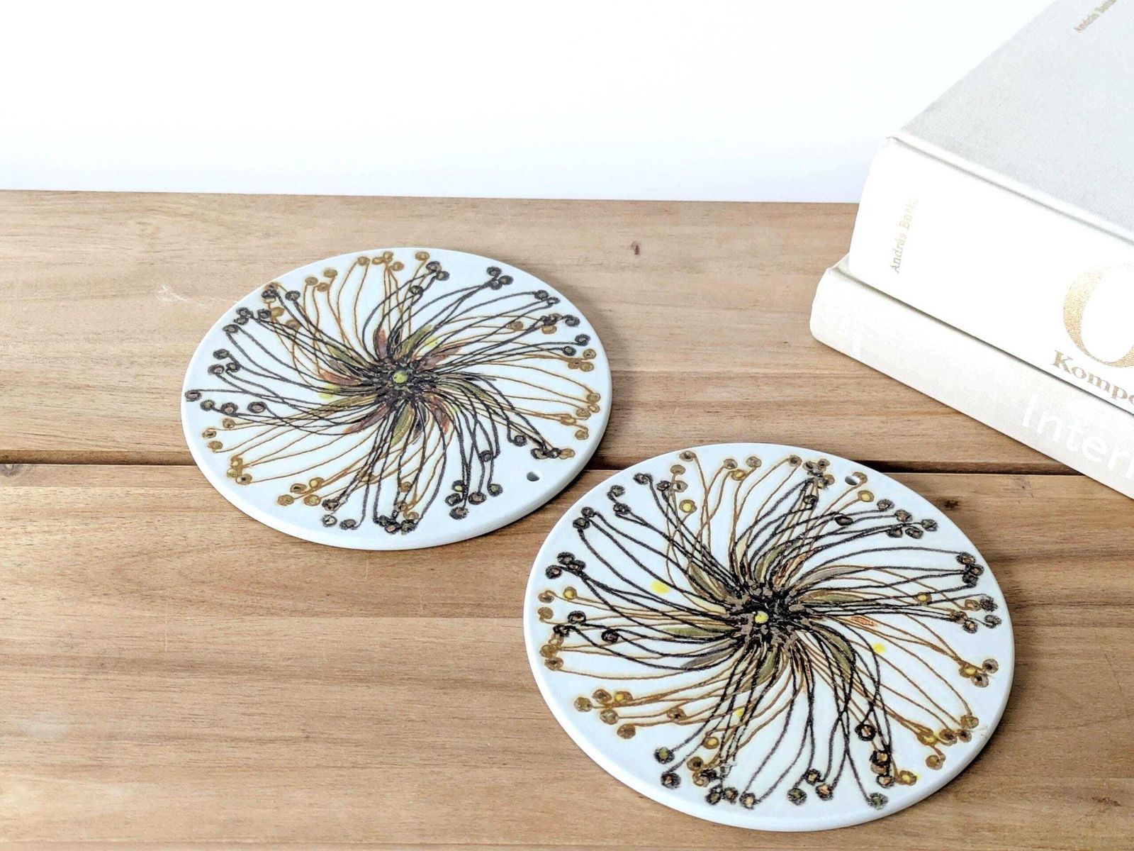 Set Of 2 Royal Copenhagen Fajance Baca Plates Or Trivets: 1970s Danish Design photo for sale