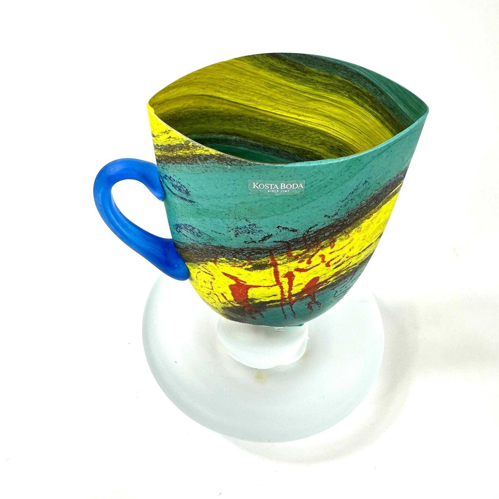 photo furniture Kosta Boda Teacup Sculpture – Kjell Engman Signed Swedish Art Glass, 1980s Collectible