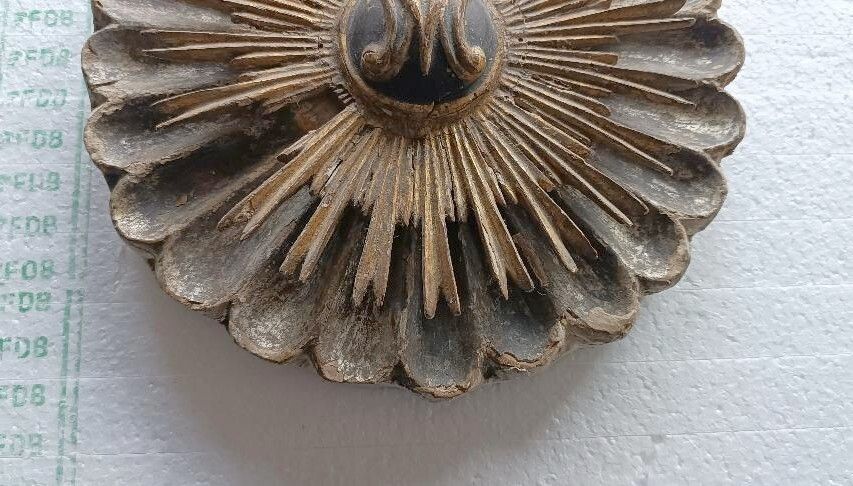 Old Baroque Frieze, Wooden Rose Window, Italy photo buy