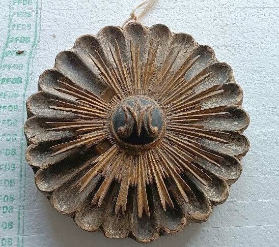 photo for sale Old Baroque Frieze, Wooden Rose Window, Italy