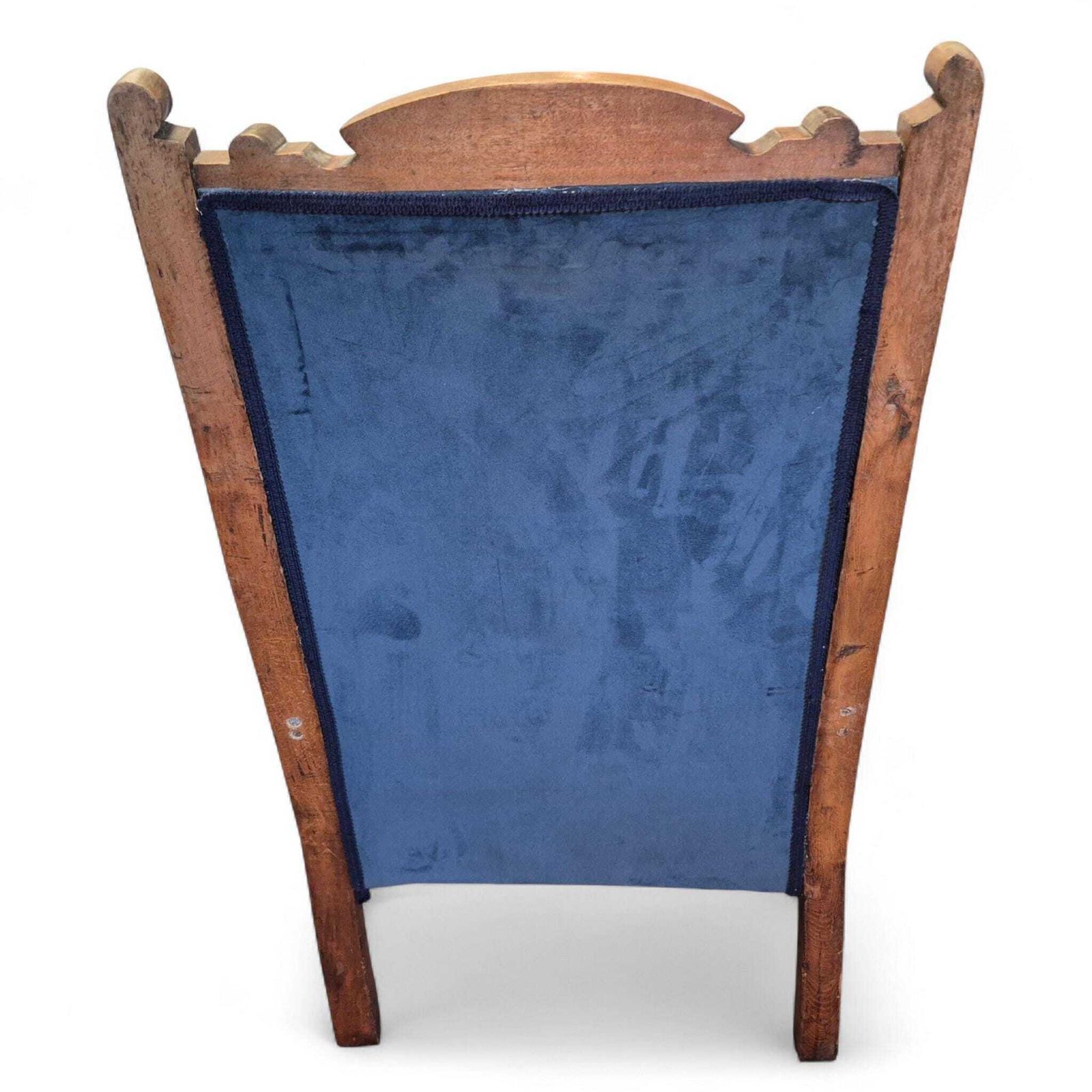 photo vinterior Victorian Oak Nursing Chair With Carved Back & Blue Upholstery