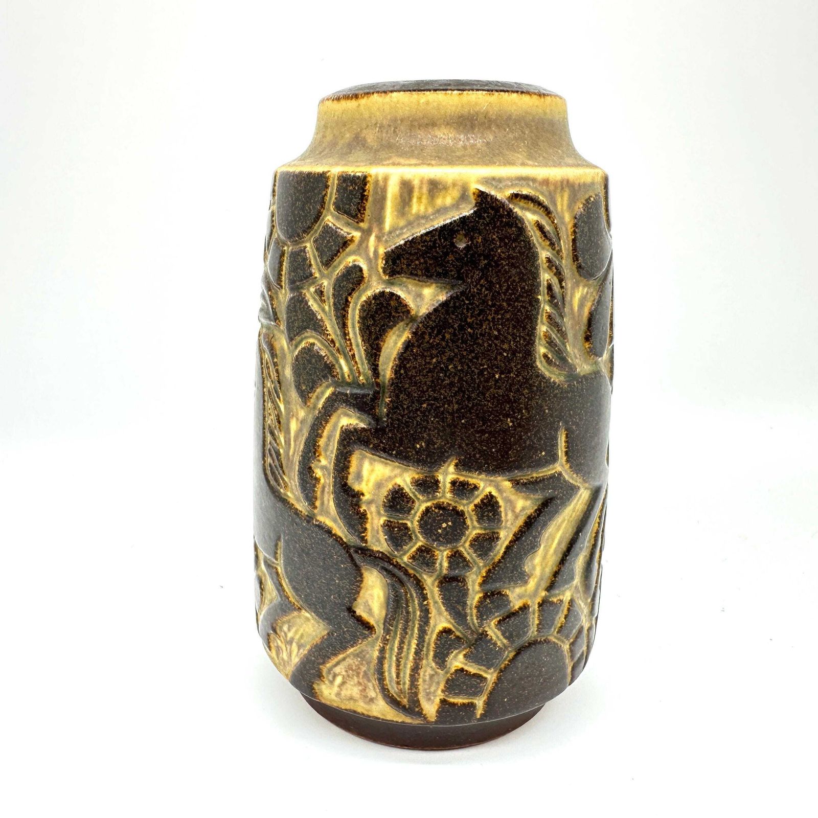Danish Pottery Vase – 1970s Horse Motif By Michael Andersen & Marianne Starck, Bornholm