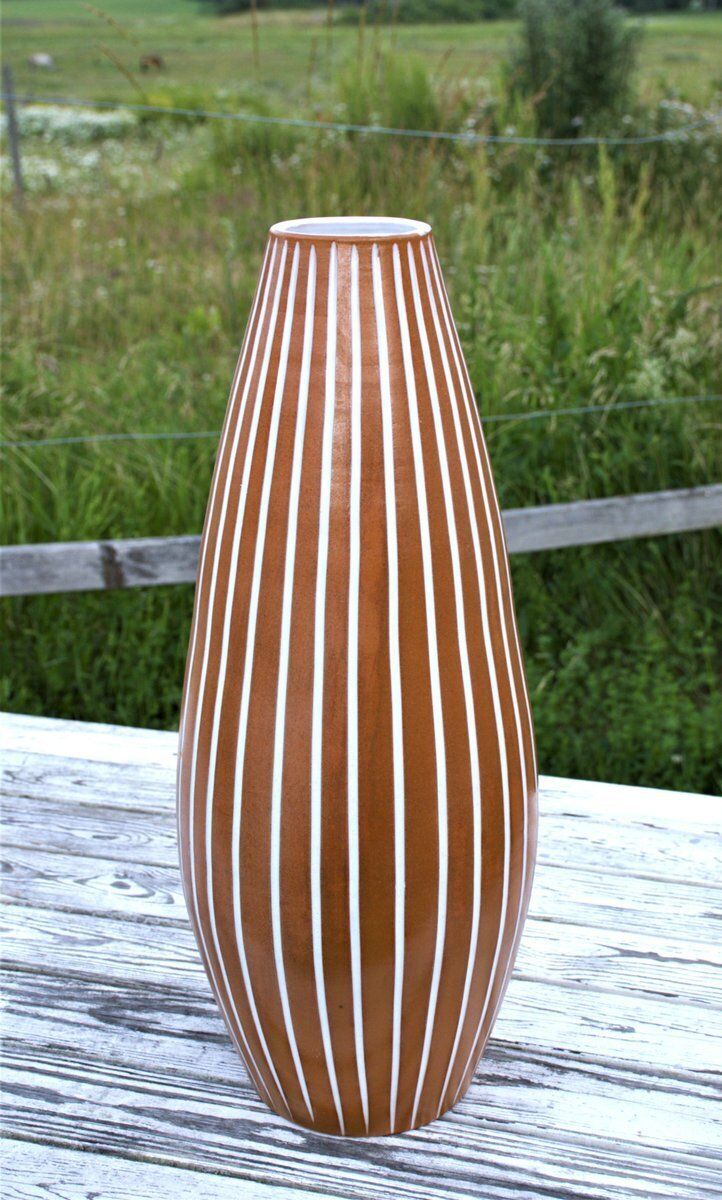 Large Swedish Ceramic Inca Floor Vase By Ingrid Atterberg For Upsala Ekeby, 1940s