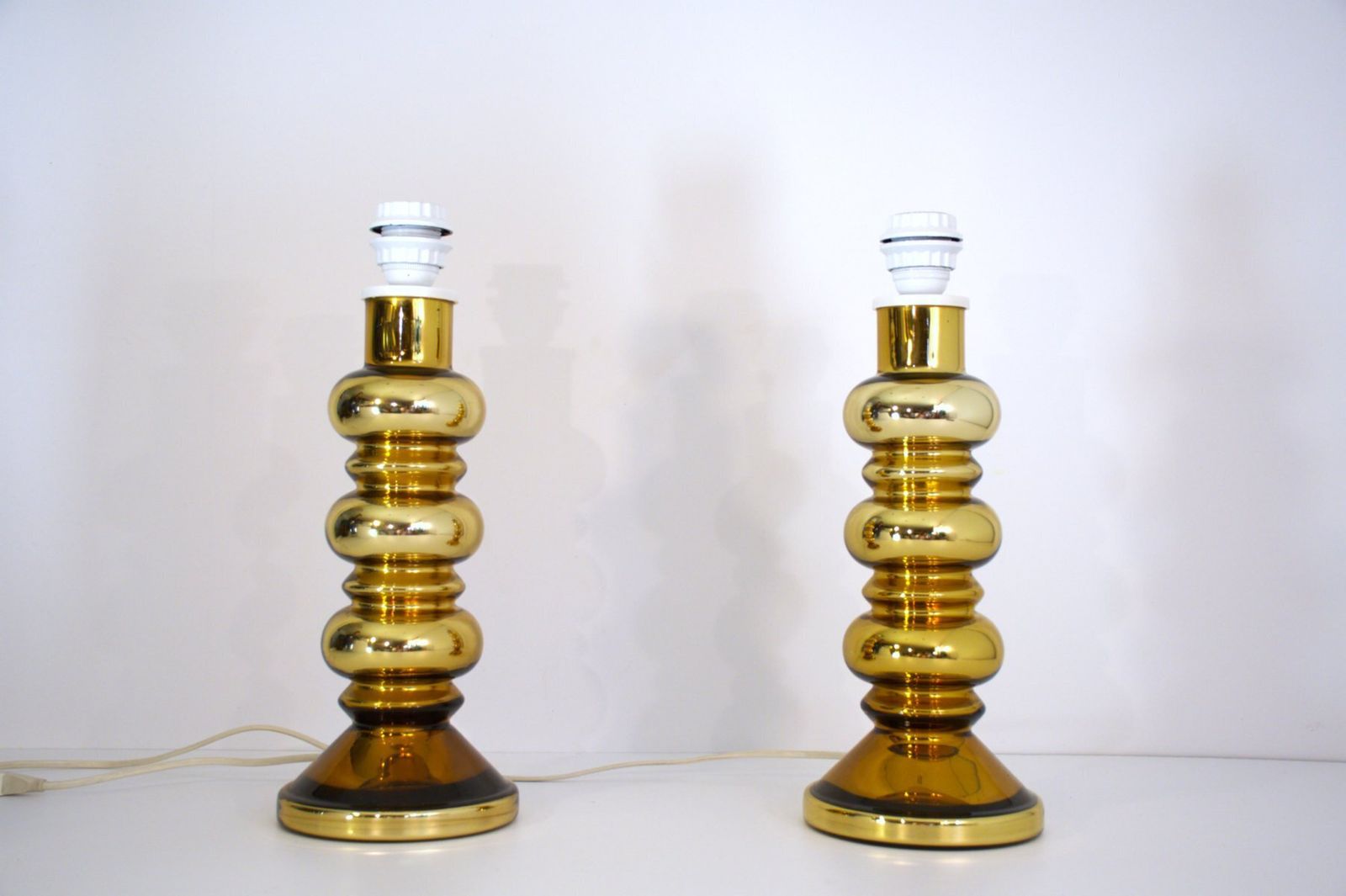 Swedish Modern Art Glass Table Lamps By Gustav Leek For Alsterfors, 1960s, Set Of 2 photo 3139.0