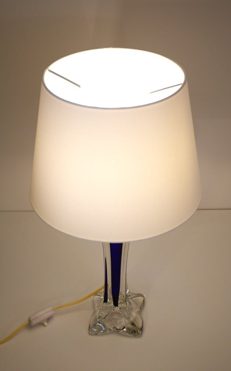 Swedish Modern Art Glass Table Lamp By Paul Kedelf For Flygsfors Glasbruk, 1950s photo 1091.0