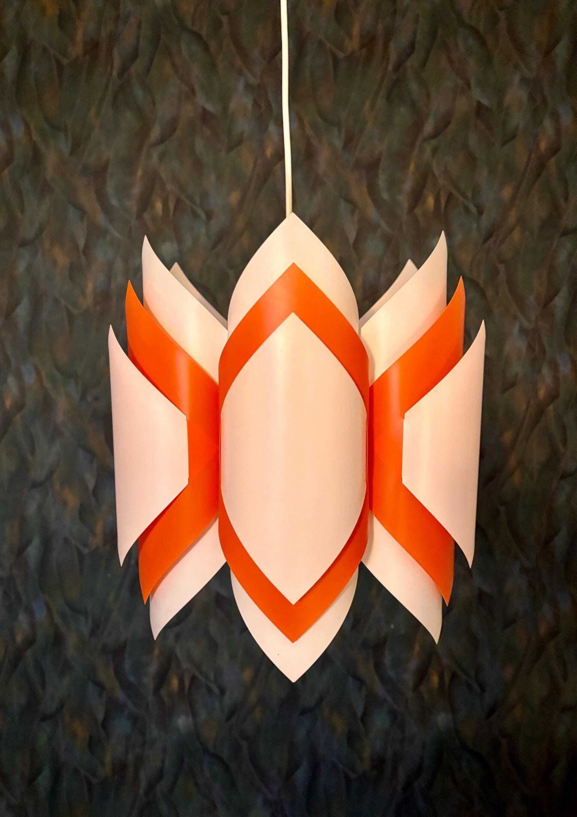 Ballet Pendant Lamp, Orange And White, By Lars Schiøler For P.J. Høyrup