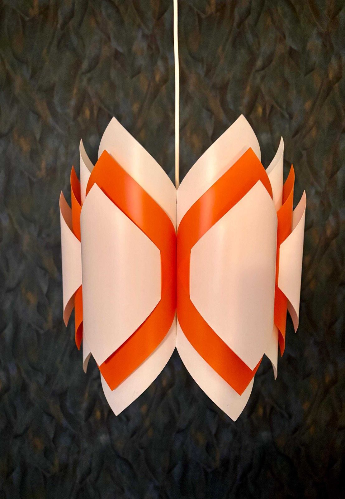 Ballet Pendant Lamp, Orange And White, By Lars Schiøler For P.J. Høyrup photo furniture