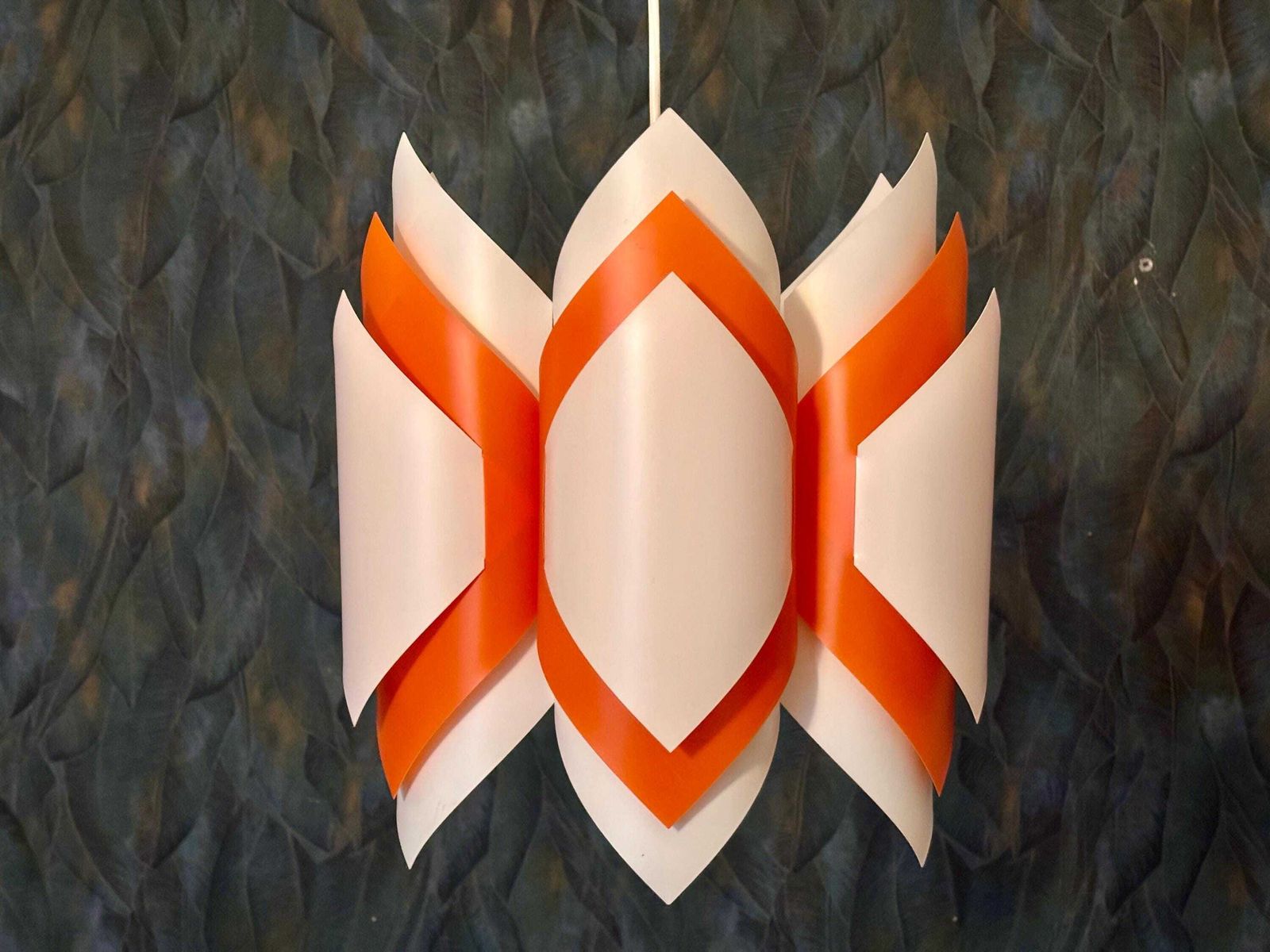 Ballet Pendant Lamp, Orange And White, By Lars Schiøler For P.J. Høyrup photo Lighting