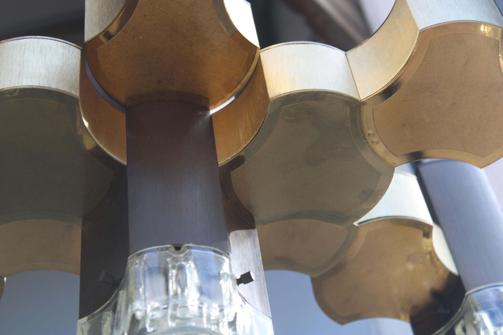 Decorative Sciolari Chandelier In Plexiglass Aluminum And Glass 1970 Italy photo vintage