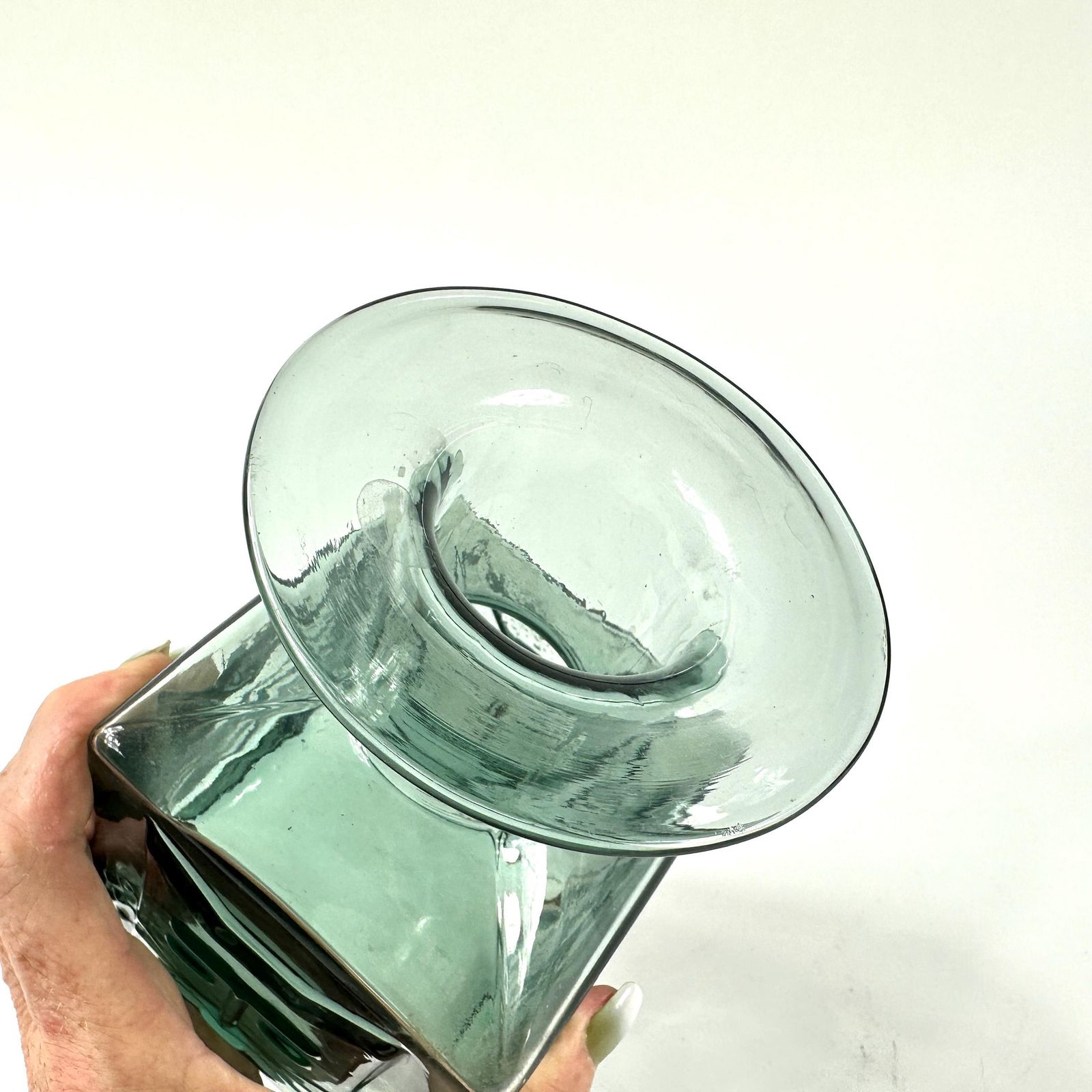 Wiktor Berndt Cat Face Vase: 1960s Flygsfors Swedish Art Glass photo vintage