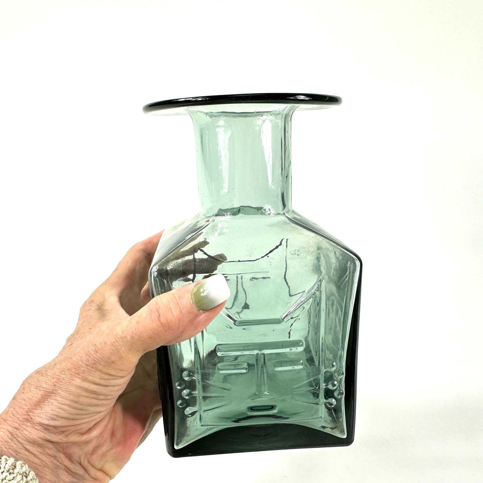 photo for sale Wiktor Berndt Cat Face Vase: 1960s Flygsfors Swedish Art Glass