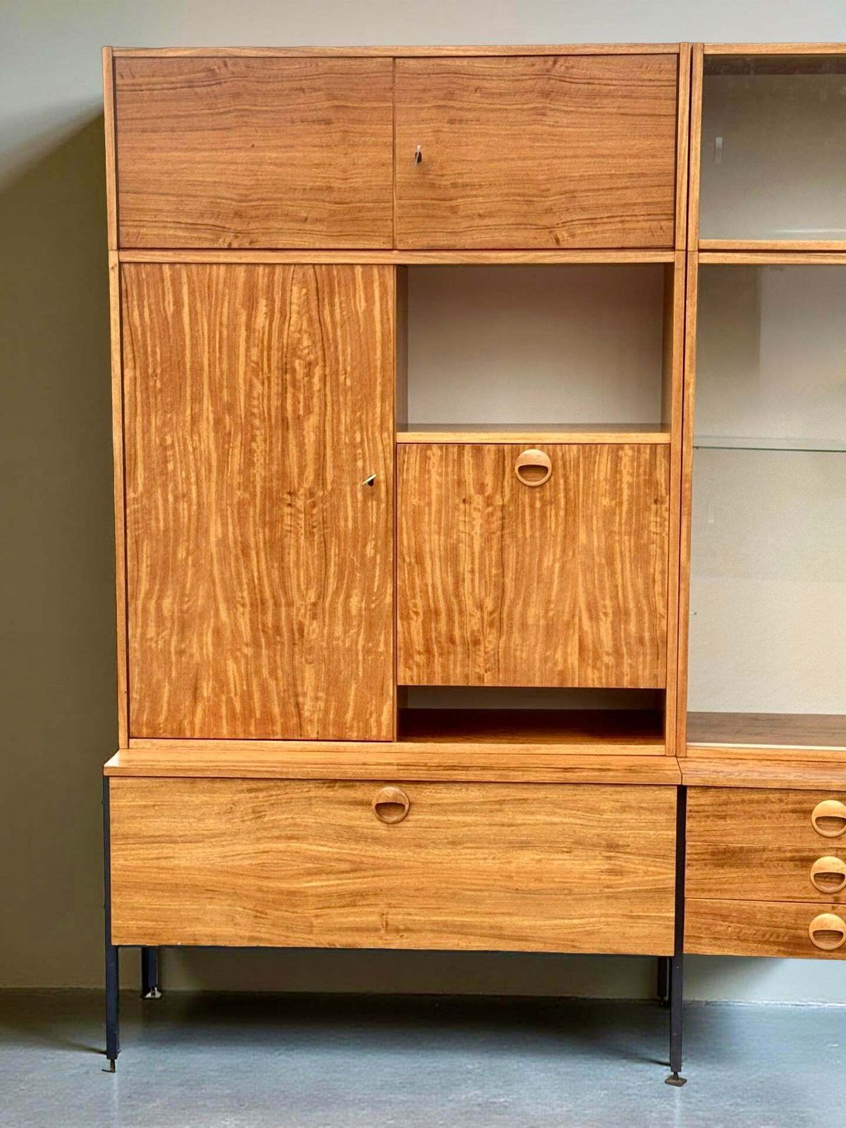 Model 430 Modular Wall System With Bar, Secretary And Display Cabinet In Walnut By Joachim Nebelung For Hellerau, 1973 photo Furniture