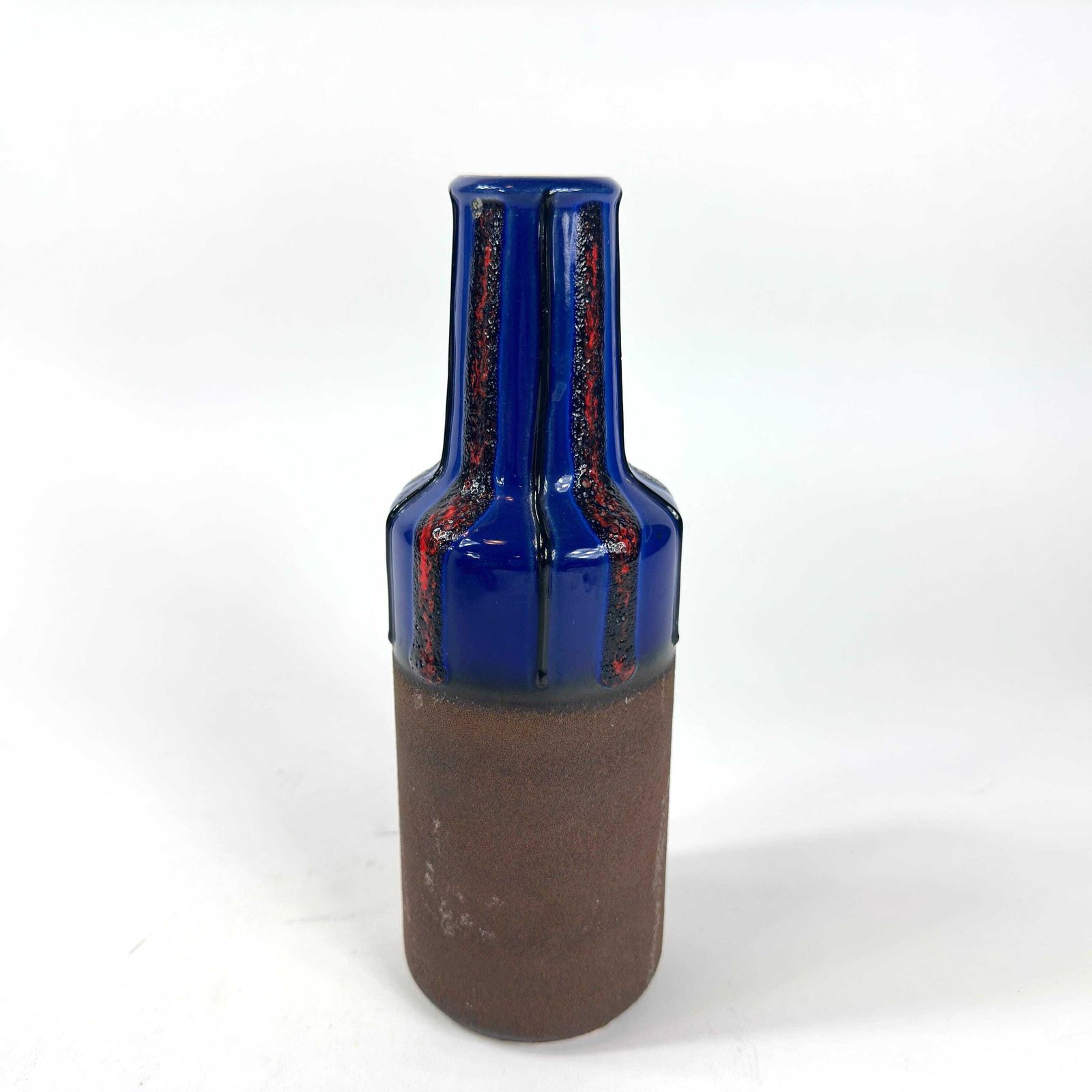 Vintage Fat Lava Vase – Cobalt Blue And Red, 1970s Mid Century German Pottery photo Home Decor