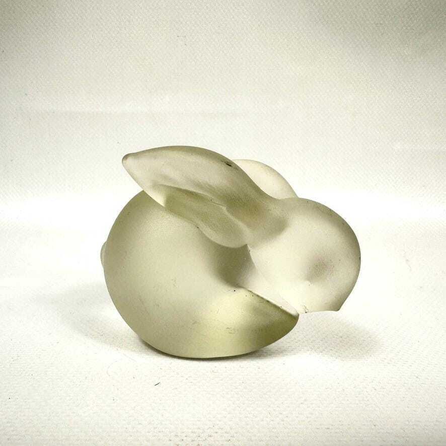 photo for sale Scandinavian Frosted Glass Rabbit Sculpture – Mid Century Modern Style, Minimalist Art Glass Figurine