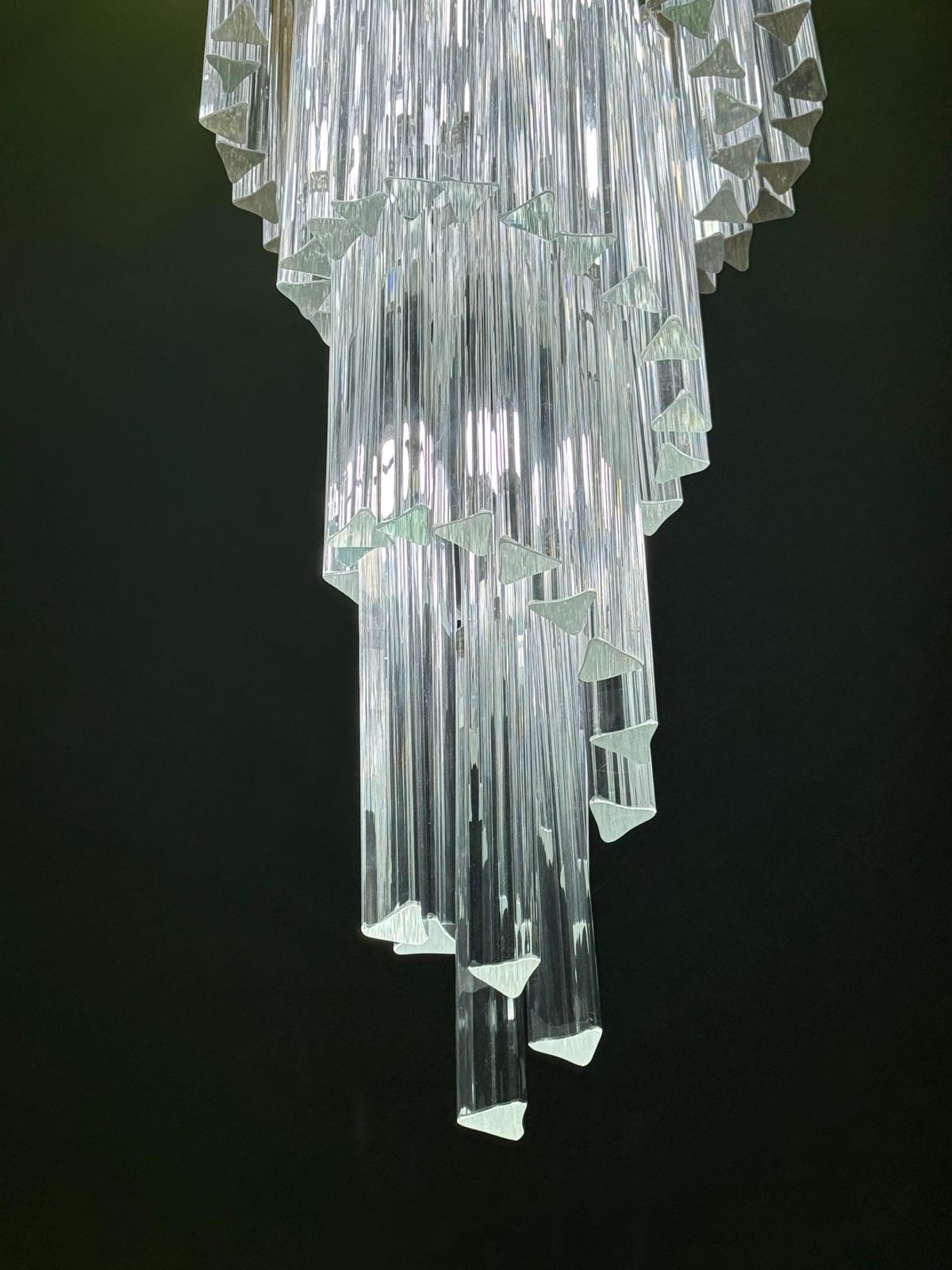 Venini Triedri Italia 1970 Murano Art Glass Waterfall Chandelier photo vinterior