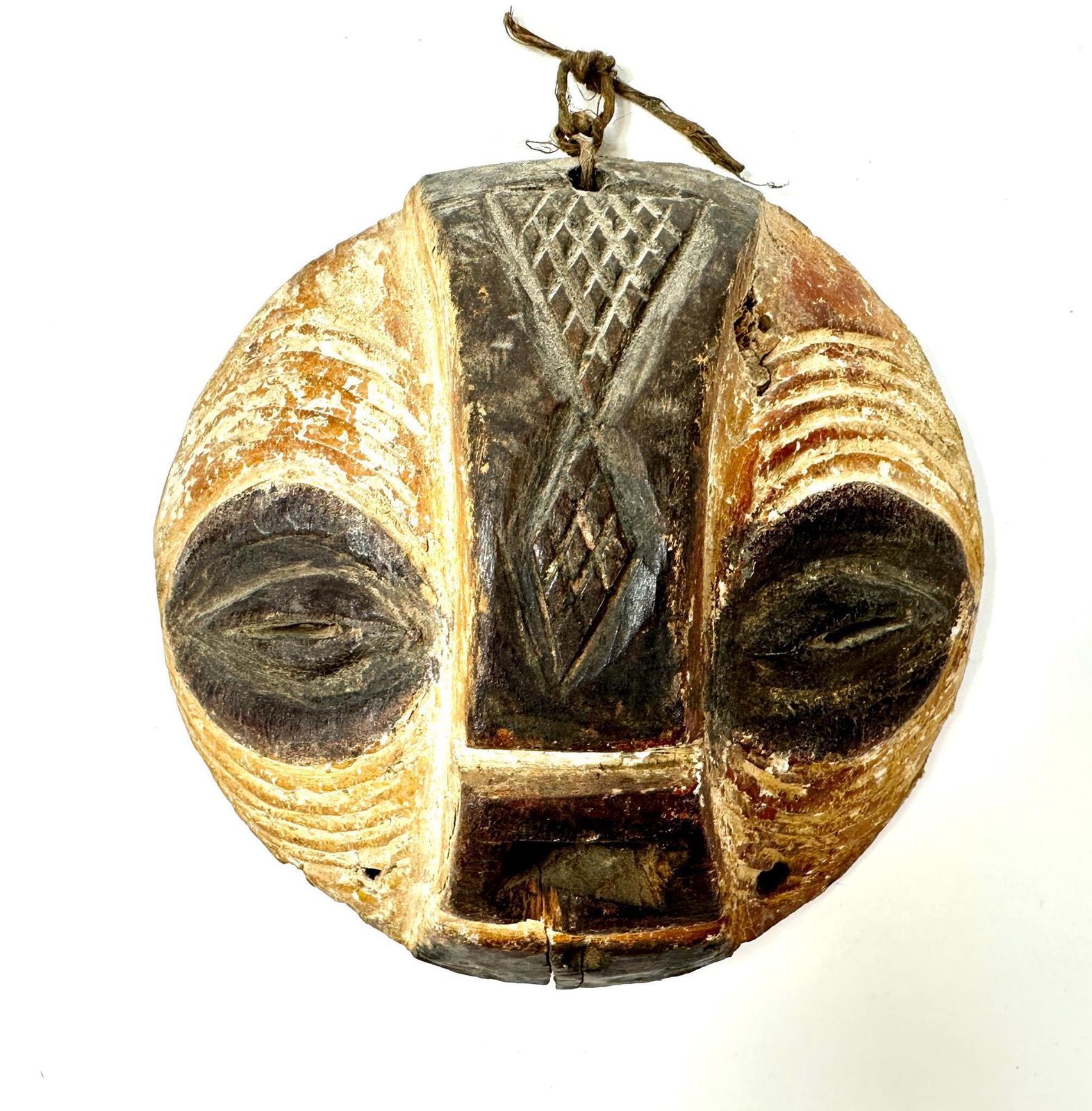 Vintage African Wood Tribal Mask Luba Death Mask – Small , Hand Carved Wall Art photo Art