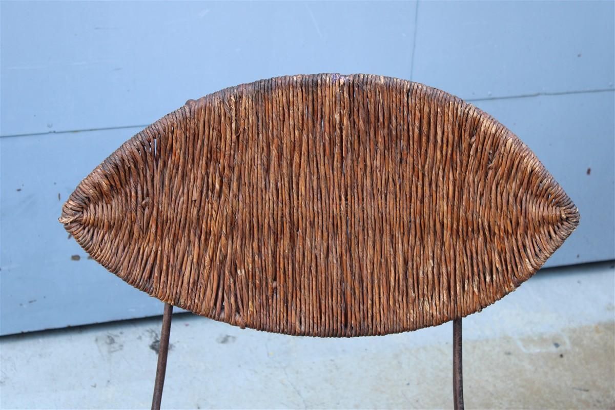 Pair Of Tom Dixon Banana Metal And Straw Cap Armchairs Italy 1980 photo vinterior