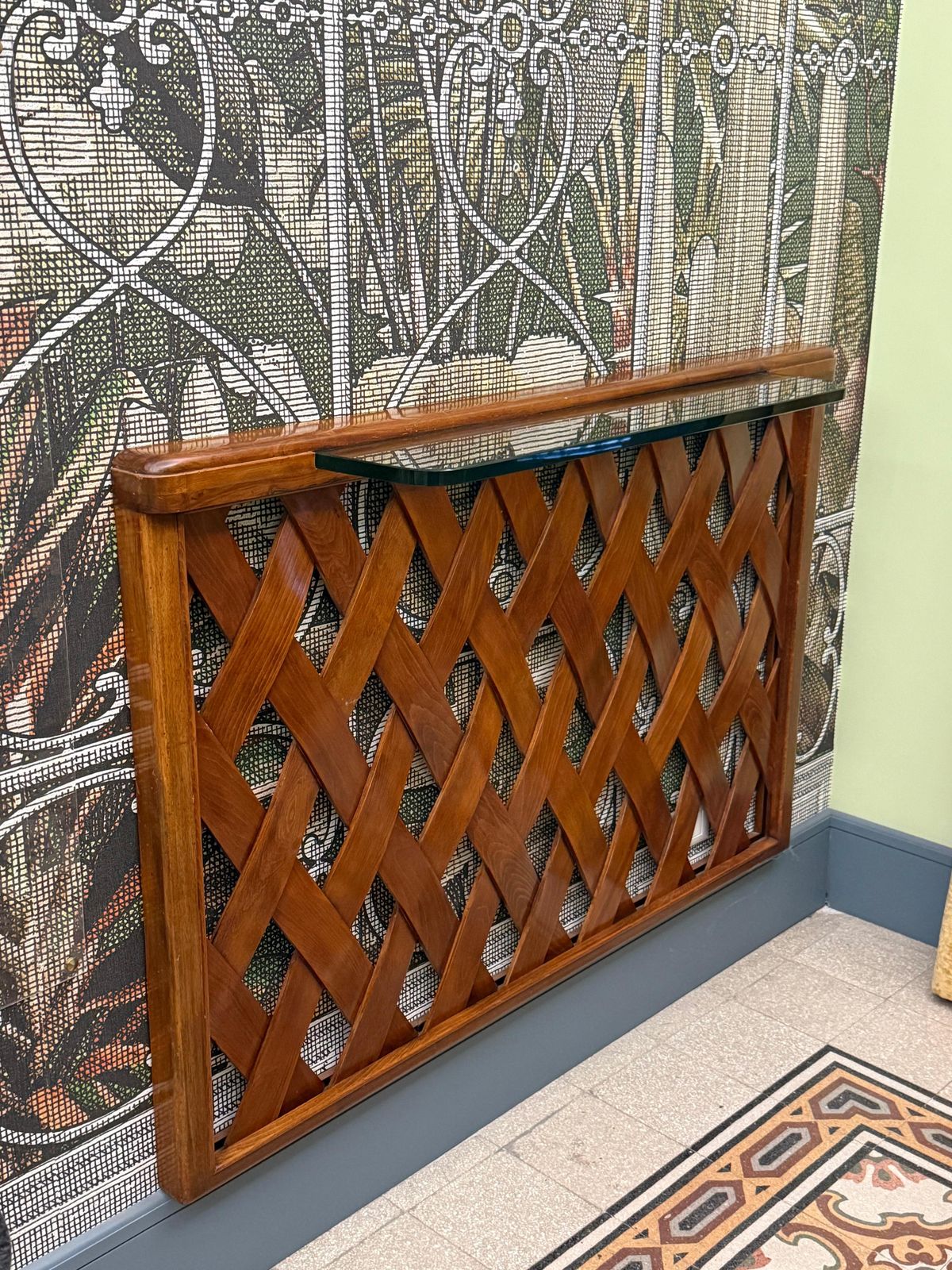 Rectangular Console In Walnut And Crystal Paolo Buffa Mid Century Design photo vintage