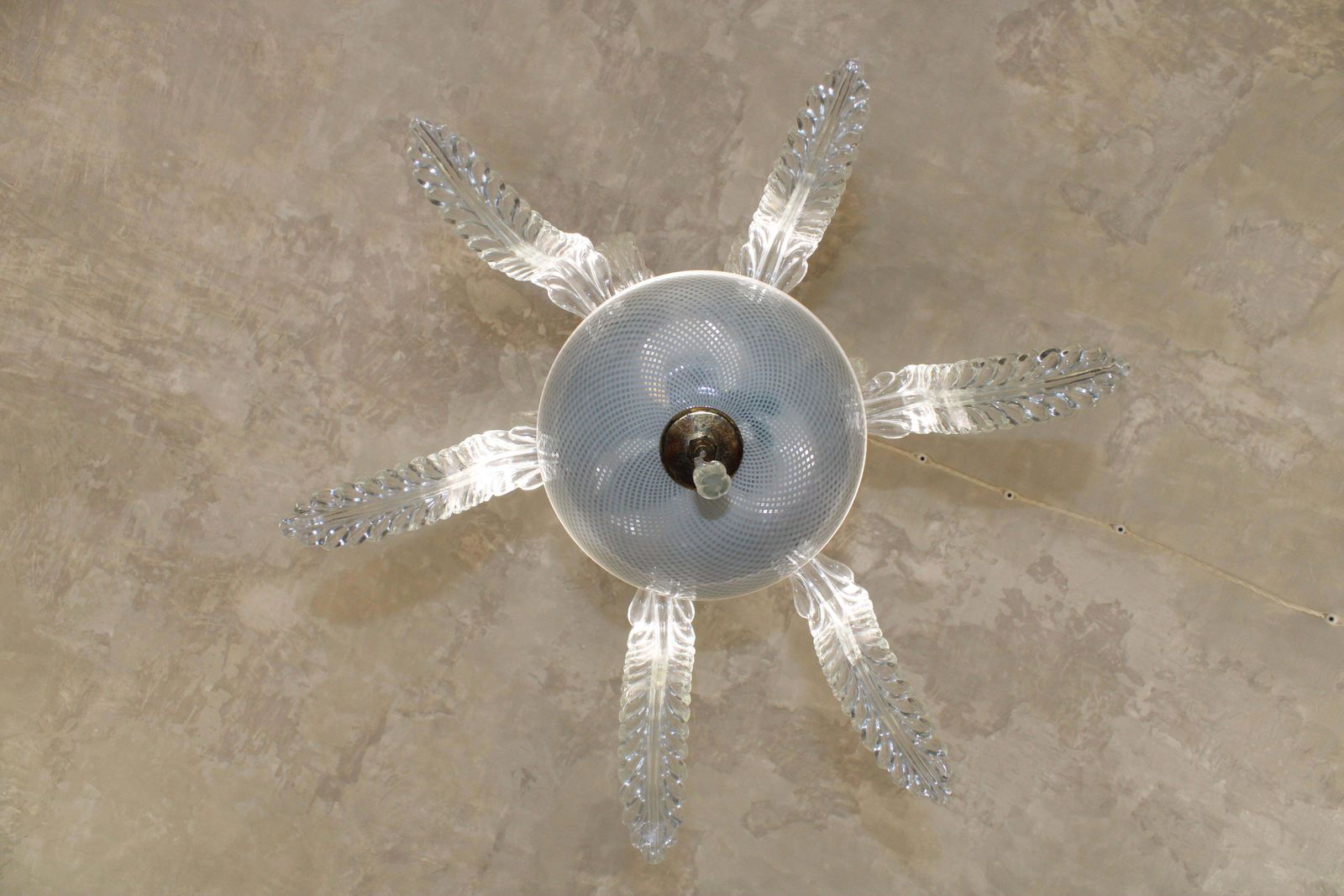 Venini Cascade Chandelier 1950 In Glass By Muranno Reticello And Ottone photo for sale