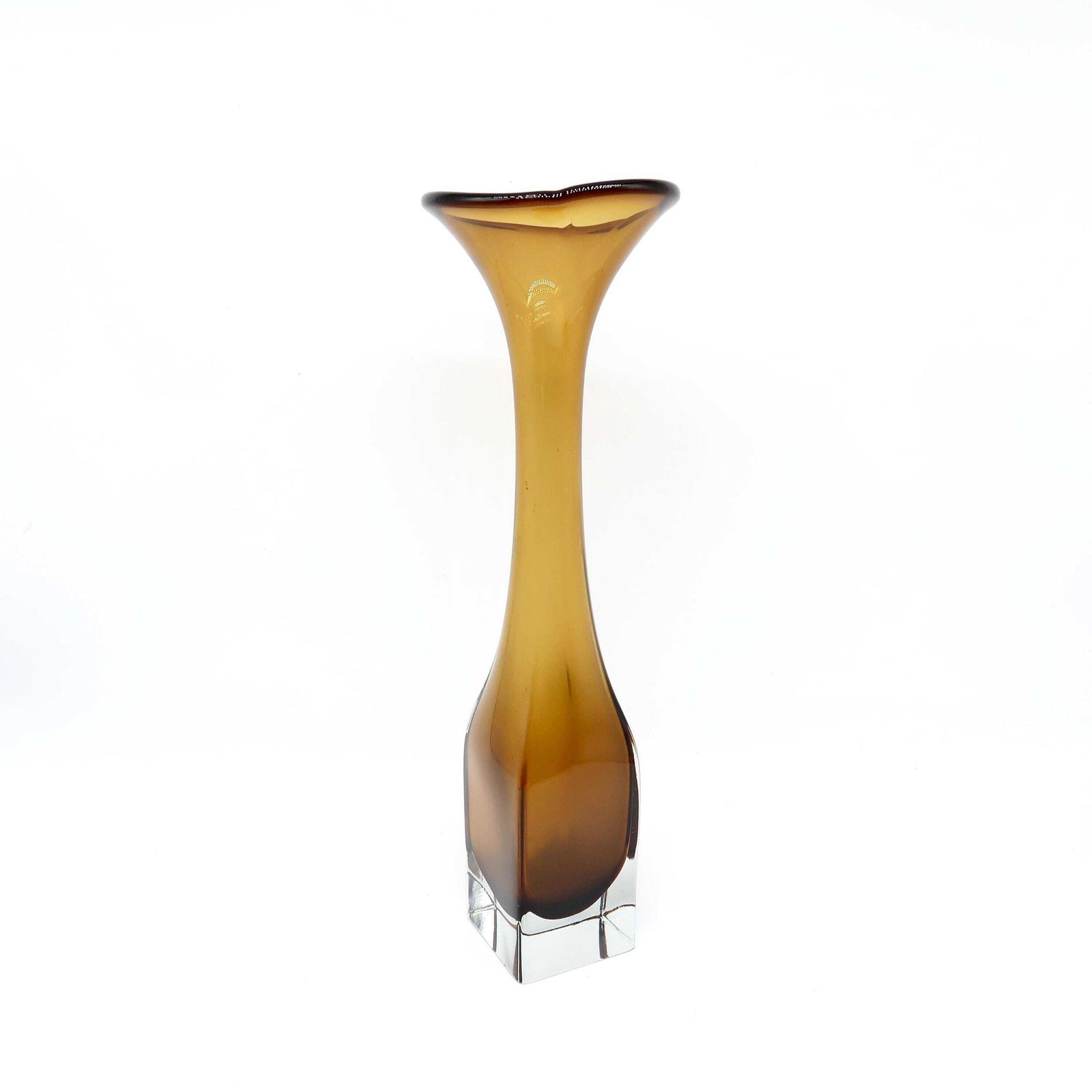 Scandinavian Art Glass Amber Vase – Bo Borgström For åseda, Sweden, 1960s photo vinterior