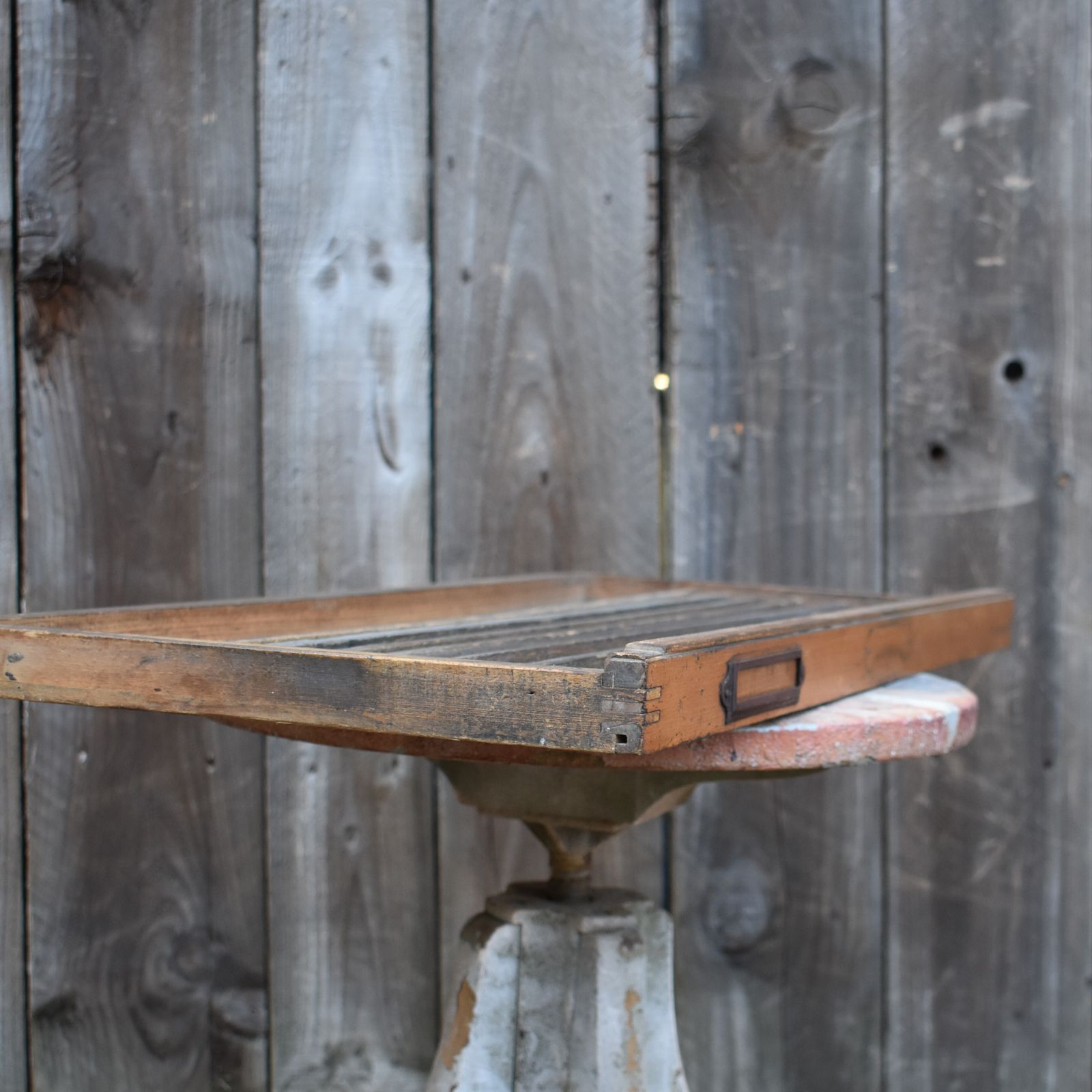 Antique Rare Slatted Letterpress Printers Drawer Tray Adjustable Wall Display photo 90.0