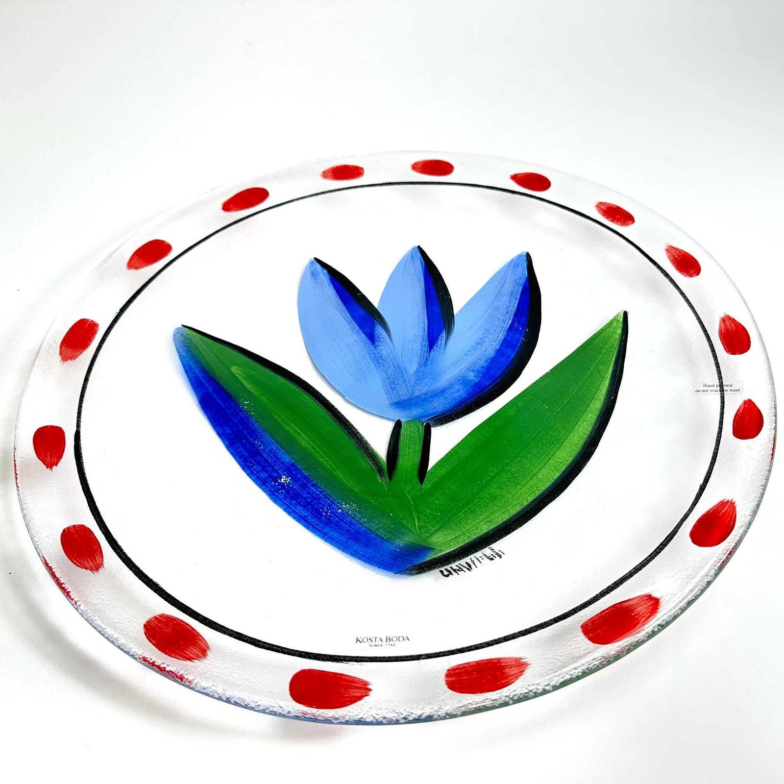 Kosta Boda Glass Plate: Ulrica Hydman Vallien Blue Tulip Charger photo Home Decor