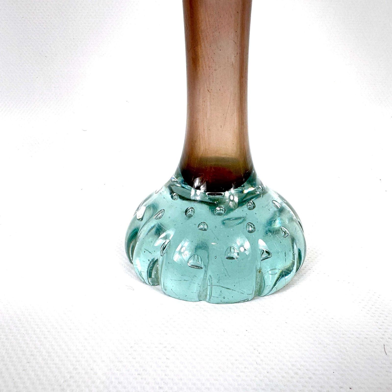 1960s åseda Glassworks Vase – Swedish Art Glass In Lilac And Aqua Bubble Rim Design photo Home Decor