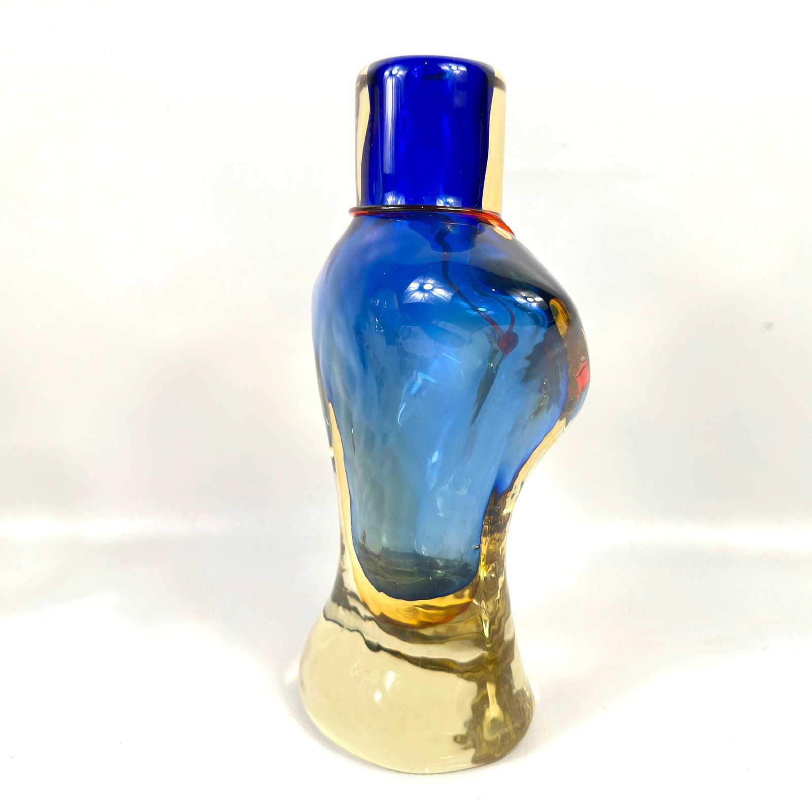 Scandinavian Art Glass Torso Vase – Hand Blown Glass With Red Heart Necklace, 1980s photo vinterior