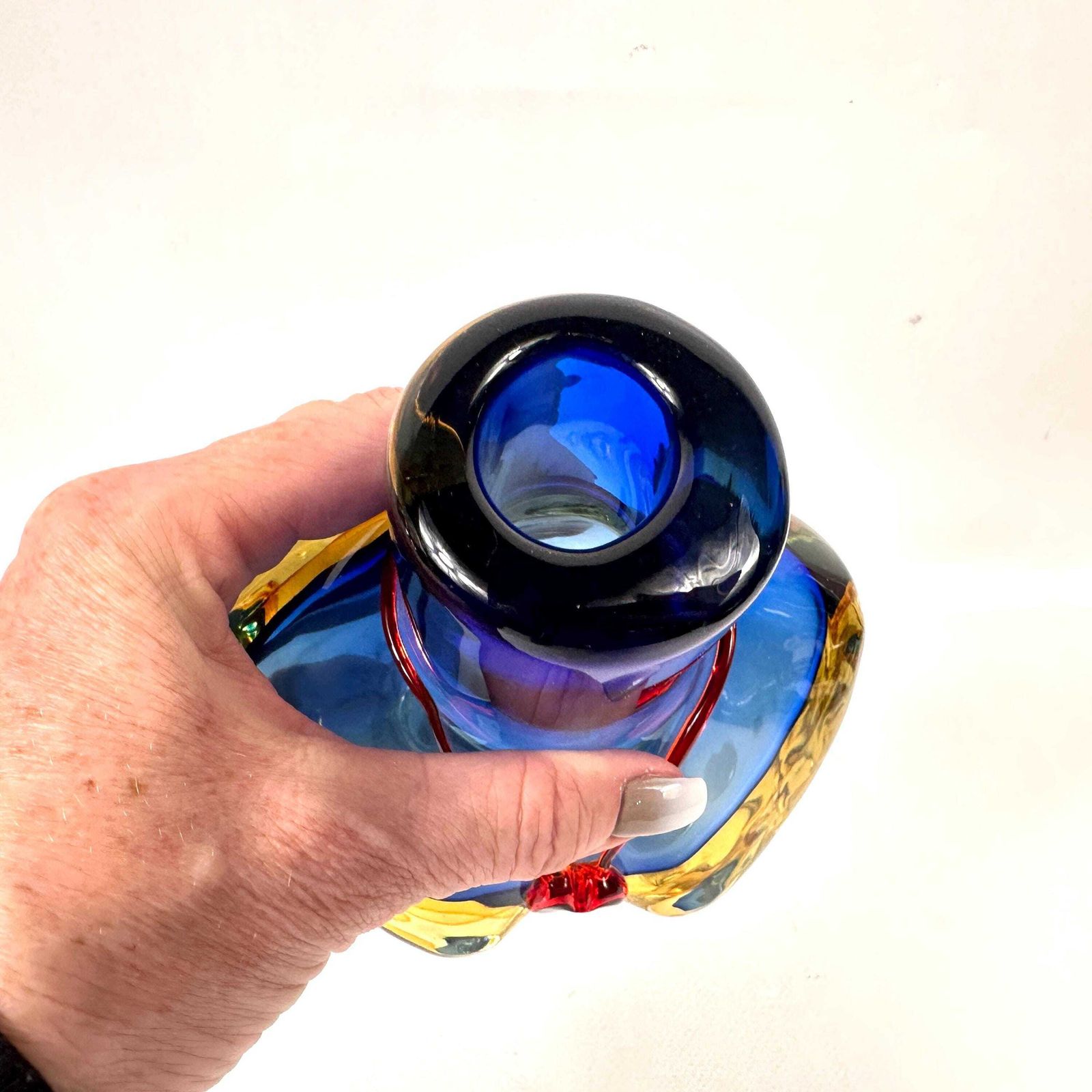 Scandinavian Art Glass Torso Vase – Hand Blown Glass With Red Heart Necklace, 1980s photo vintage