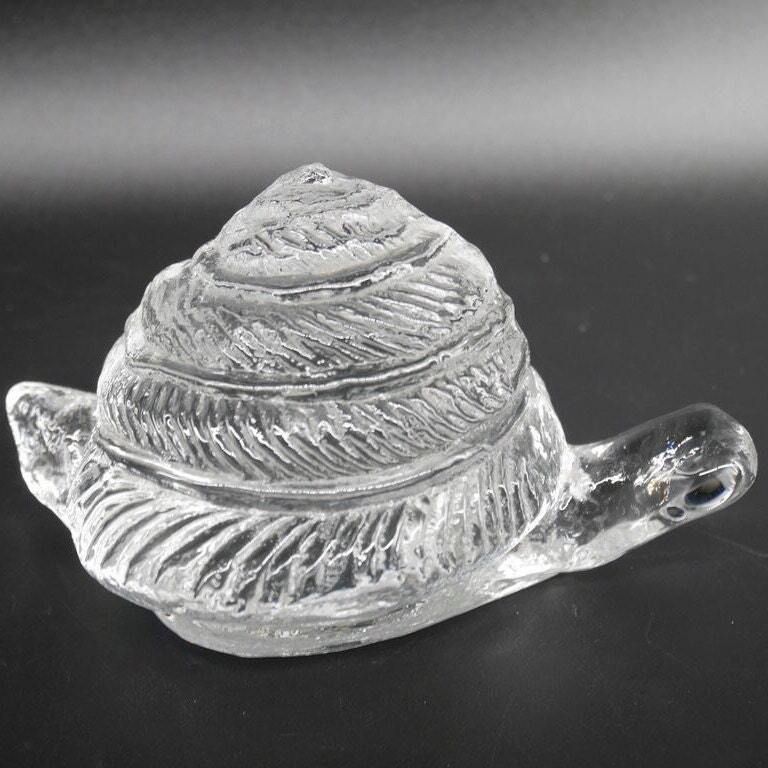 Pukeberg Snail Glass Sculpture By Uno Westerberg – Signed Vintage Swedish Paperweight Figurine photo for sale
