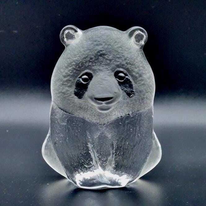 Art Glass Panda Wwf Paperweight Sculpture Signed  Mats Jonasson photo for sale