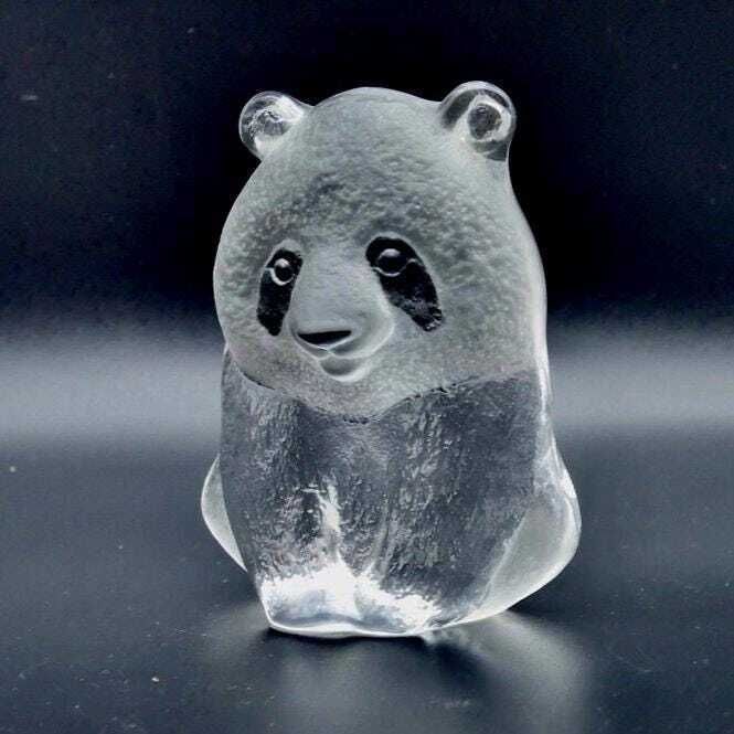 Art Glass Panda Wwf Paperweight Sculpture Signed  Mats Jonasson photo buy