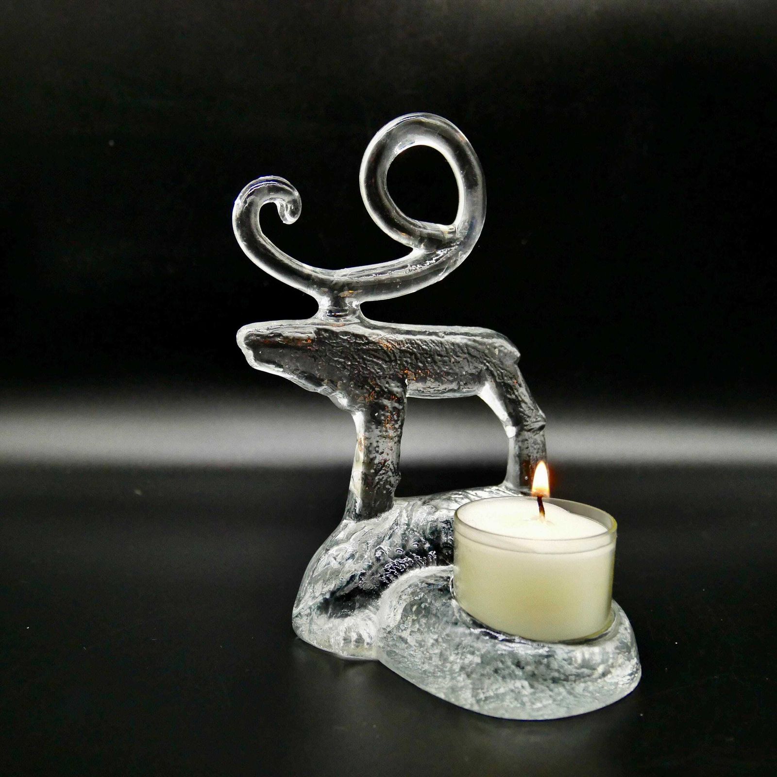 Vintage Kosta Boda Glass Reindeer Candle Holder – Bertil Vallien Design photo furniture