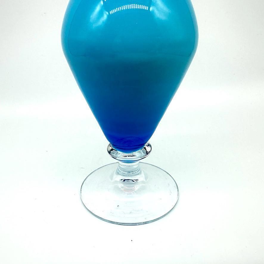 Scandinavian Blue Opaline Glass Vase: 1960s Ryd Style Art Glass photo vinterior