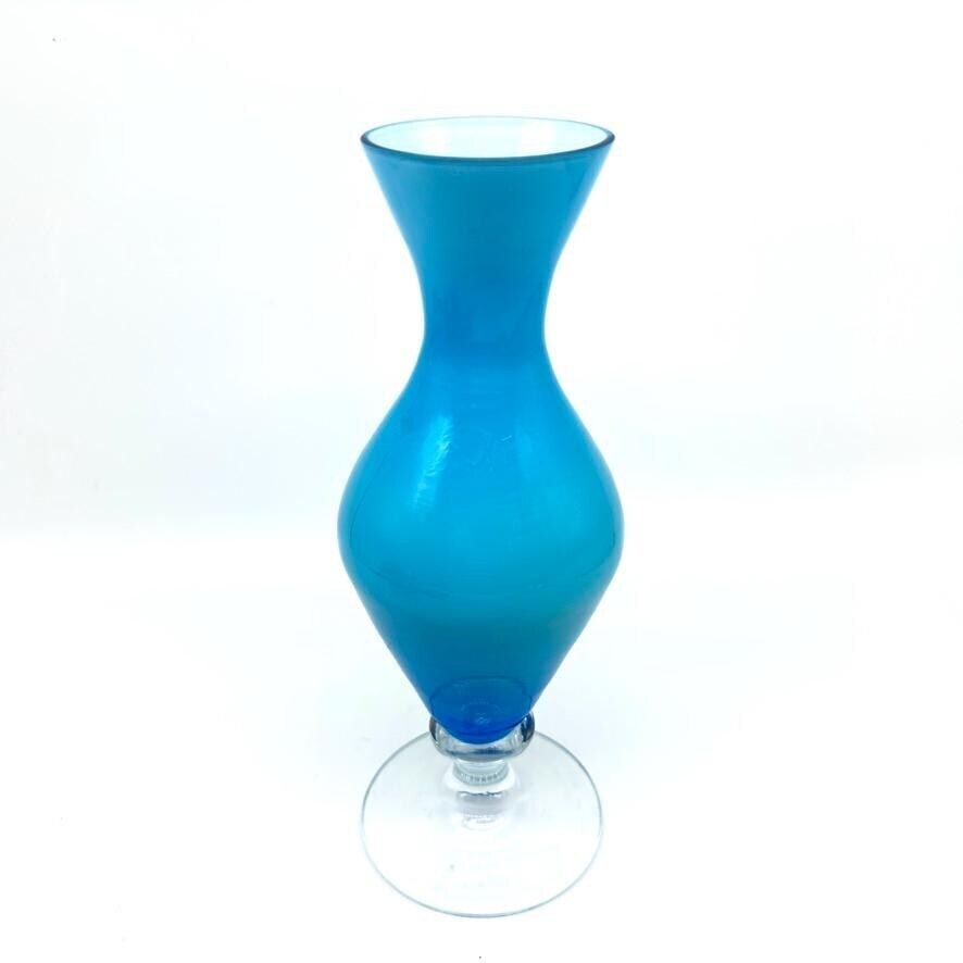 photo for sale Scandinavian Blue Opaline Glass Vase: 1960s Ryd Style Art Glass