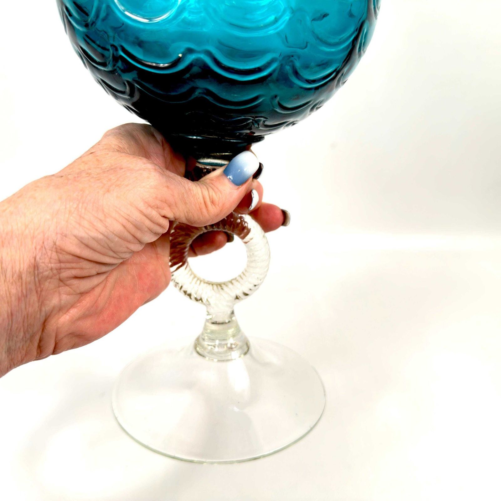 Large Draped Optic Italian Empoli Art Glass Vase, 1950s–60s photo for sale