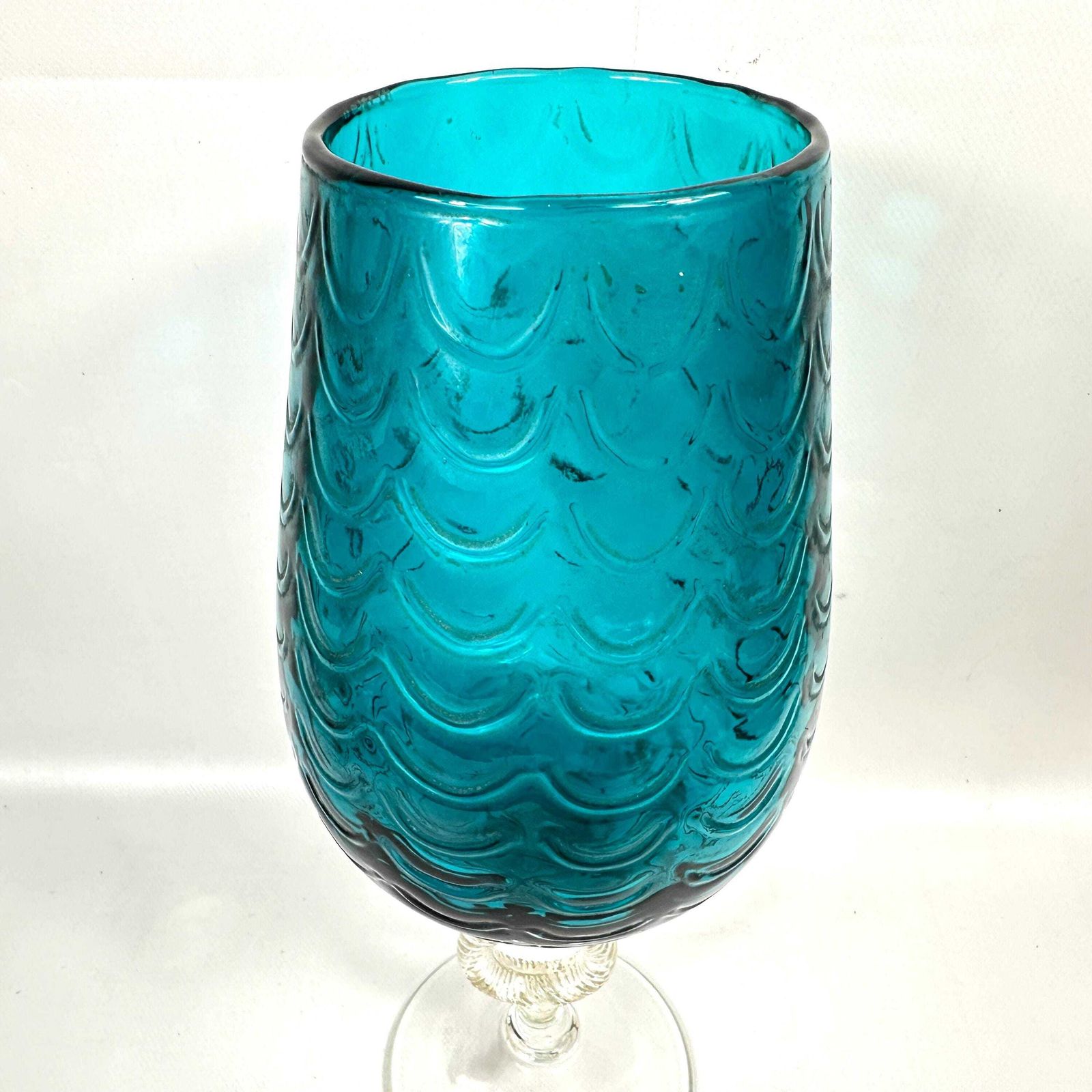 Large Draped Optic Italian Empoli Art Glass Vase, 1950s–60s photo 183.0