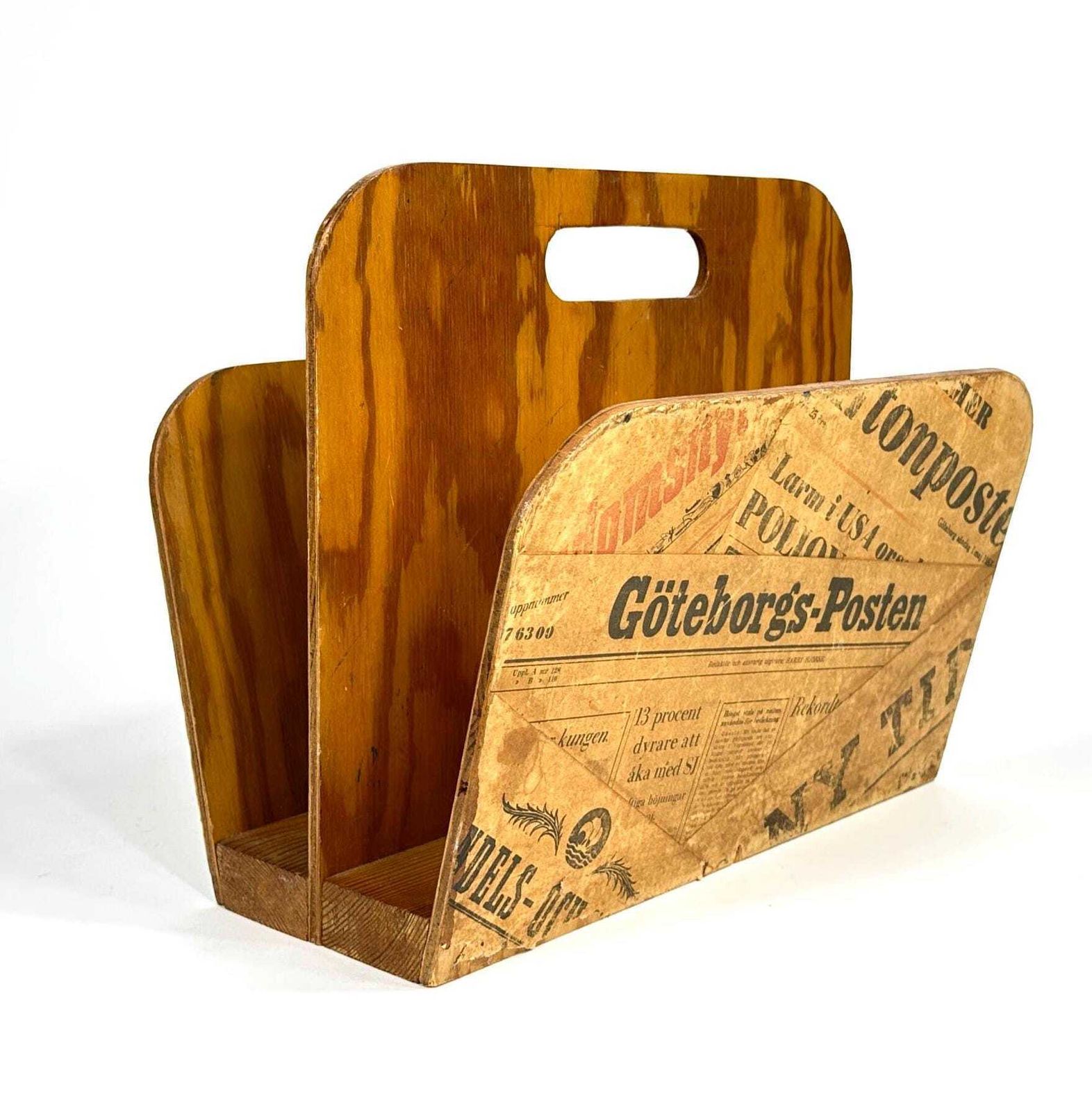 Upcycled 1950s Swedish Newspaper Magazine Rack Mid Century Retro Storage photo furniture