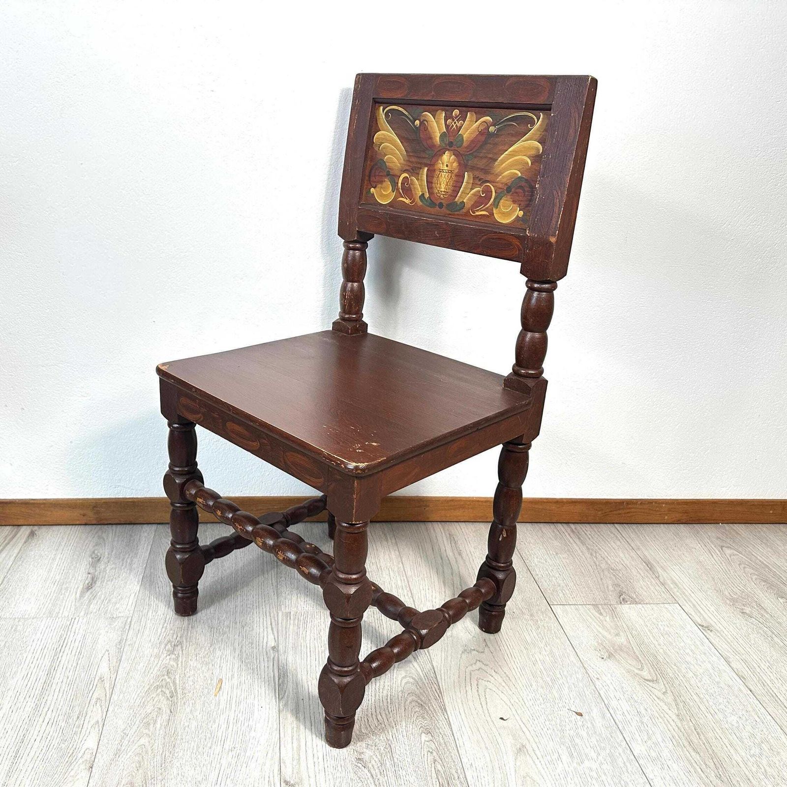 Antique Swedish Dining Chairs – Hand Painted Folk Art Chairs, Early 20th Century photo for sale