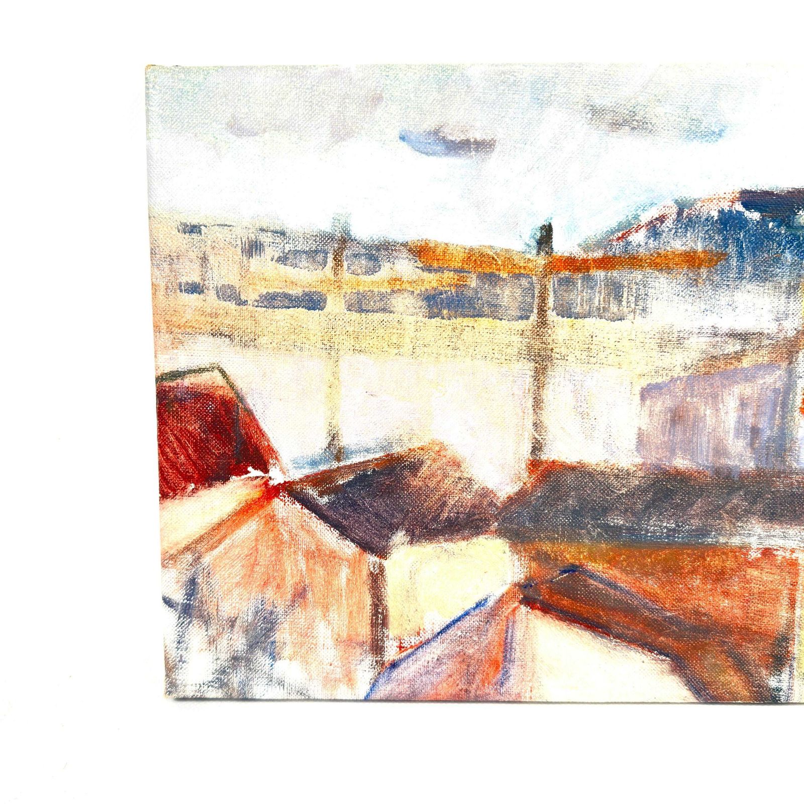 Oil Painting By Kjell Falk – Swedish Industrial Scene, 1970s photo vinterior